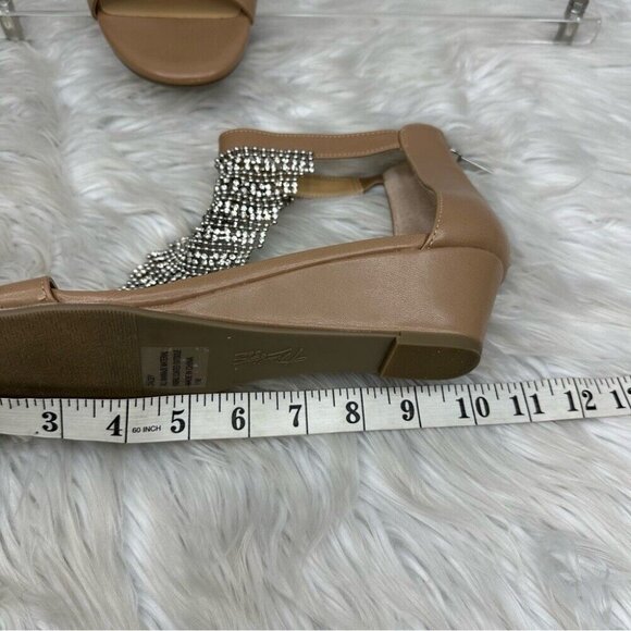 Thalia Sodi Women's Tan Embellished Tacey Open Toe Zip Wedge Sandals US 11M - Picture 13 of 15